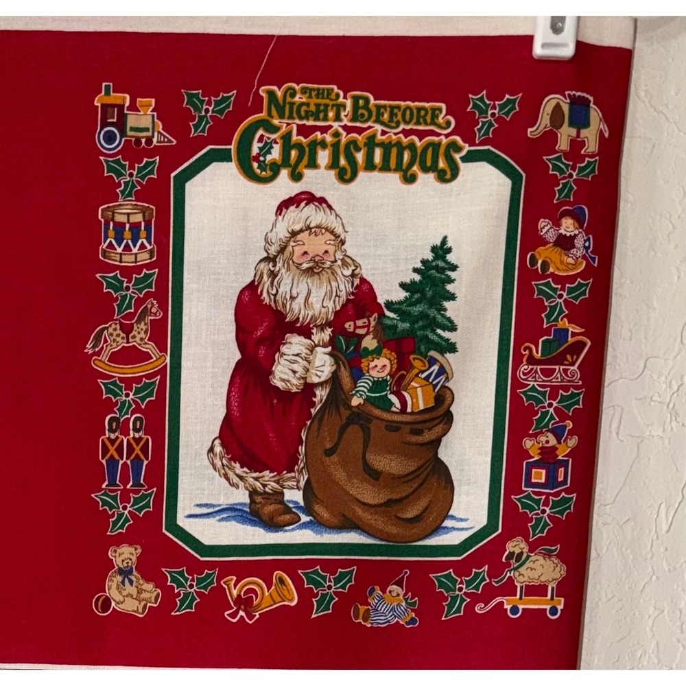 Vtg VIP Cranston Print Works The Night Before Christmas Cloth Book Fabric Lot 2